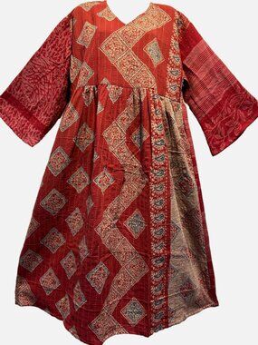 Nwt FUNKY STUFF hippie boho vintage cotton pocket kantha maxi DRESS L